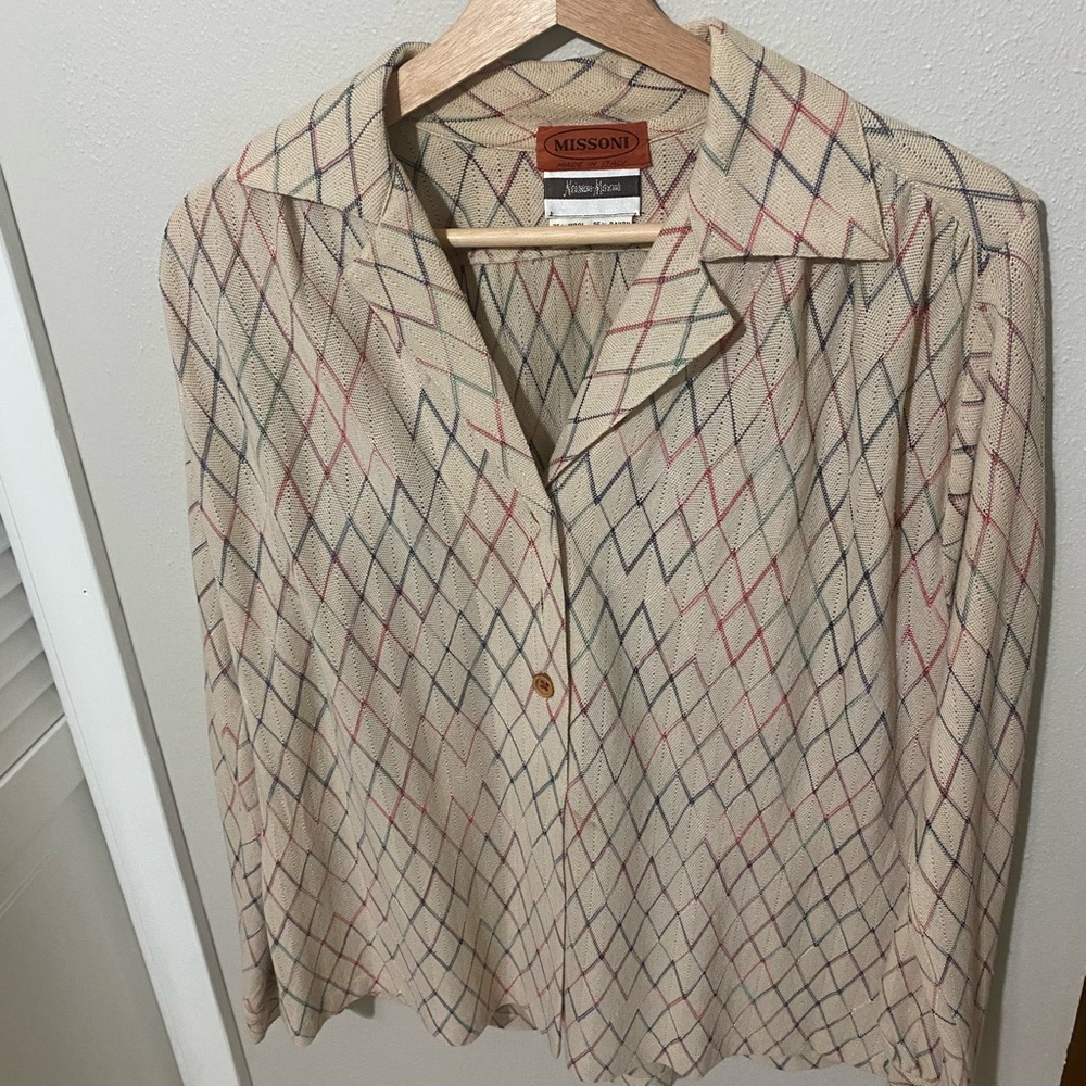 Vintage 1970s Missoni Cream Geometric pattern set